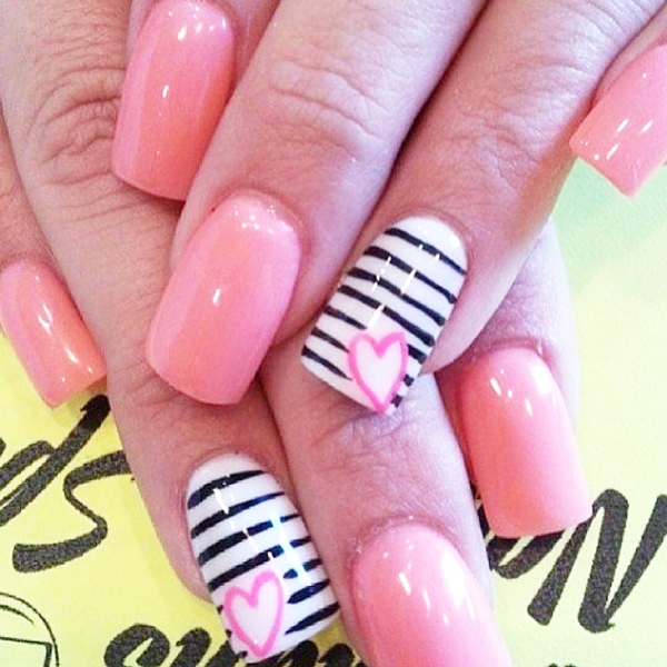 50 Cute Pink Nail Art Designs for Beginners: 2015