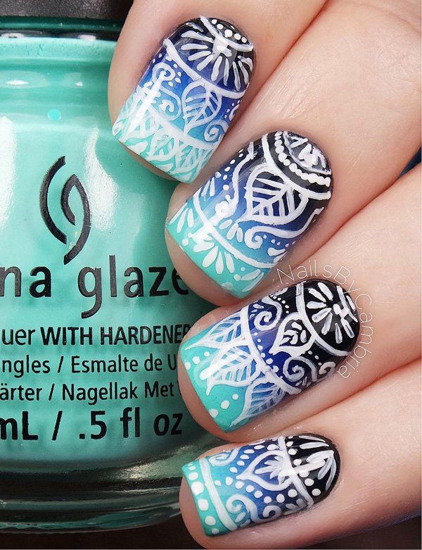 Blue Nail Art Designs and Ideas (59)