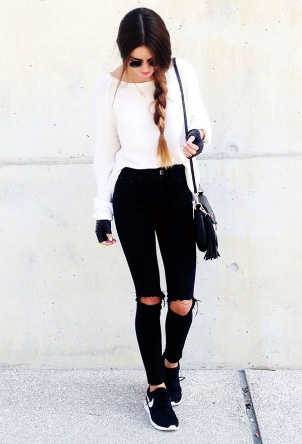 cute outfits with dark jeans