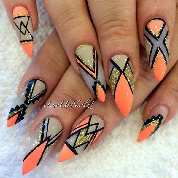 Pointy Almond Nail designs (1)