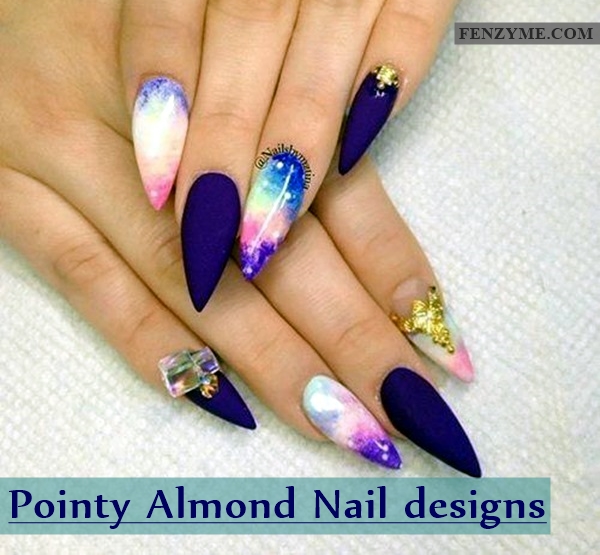 Pointy Almond Nail designs (1)