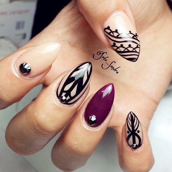 Pointy Almond Nail designs (3)