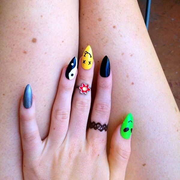 Pointy Almond Nail designs (4)