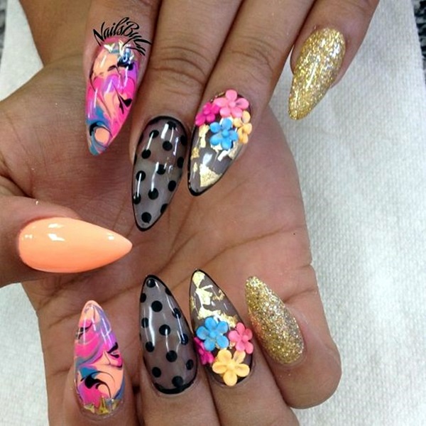 Pointy Almond Nail designs (5)