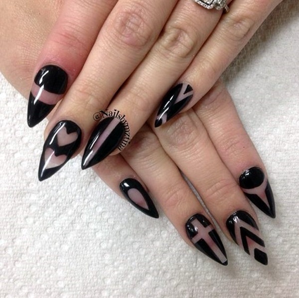 Pointy Almond Nail designs (7)