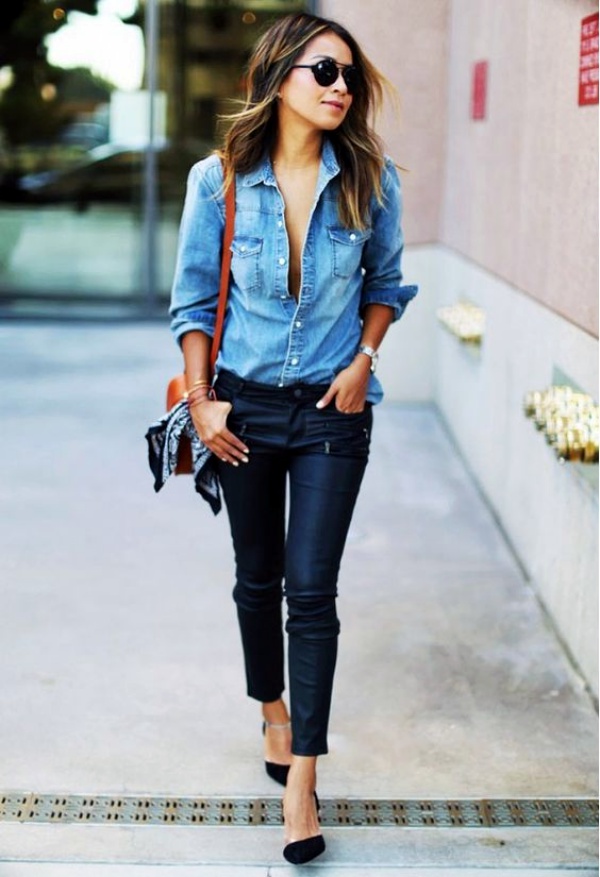 Chambray Shirt Outfits11