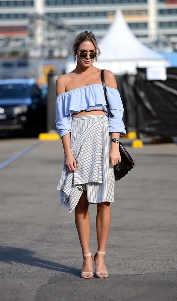 long striped skirt outfit ideas