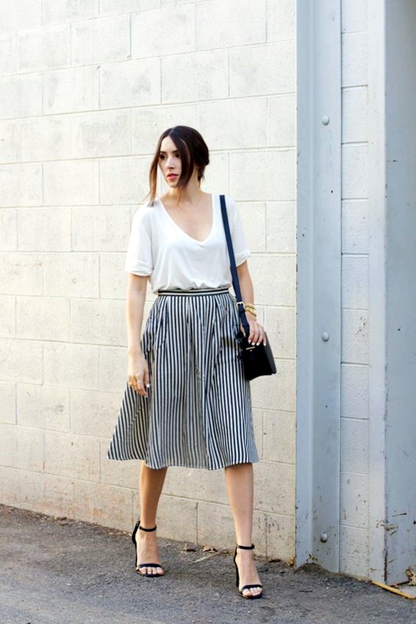 long striped skirt outfit ideas