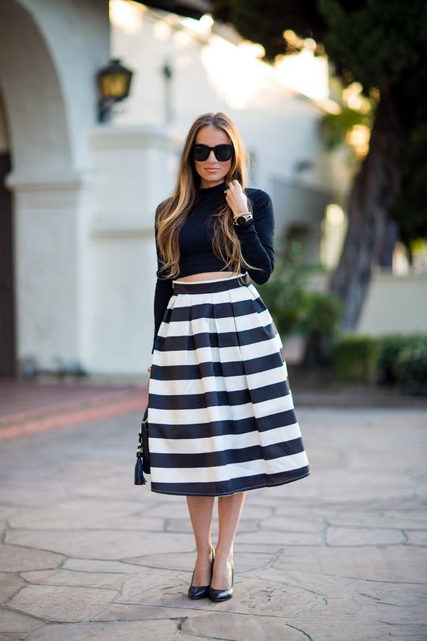 long striped skirt outfit ideas