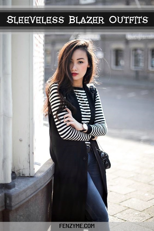 outfit with sleeveless blazer