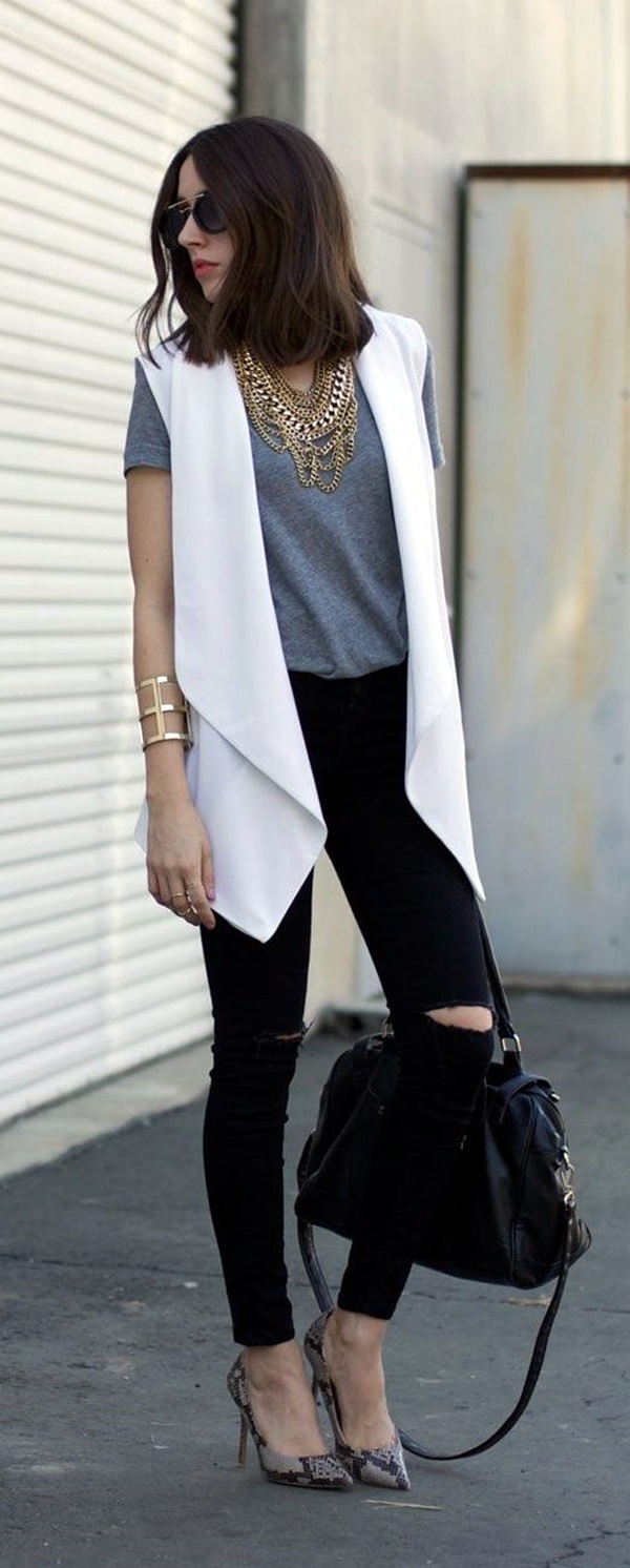 outfit with sleeveless blazer