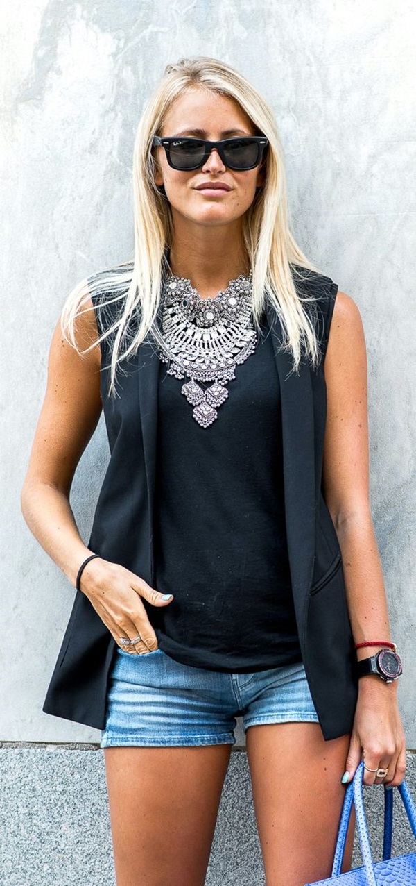 outfit with sleeveless blazer