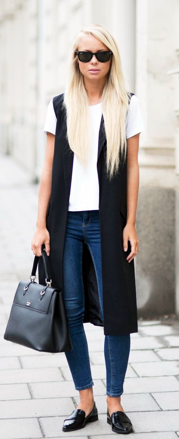 outfit with sleeveless blazer