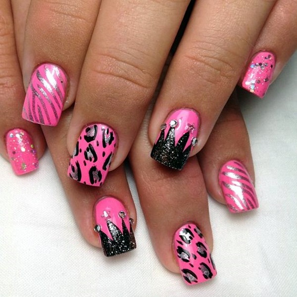 cute-pink-and-black-nails-designs-1