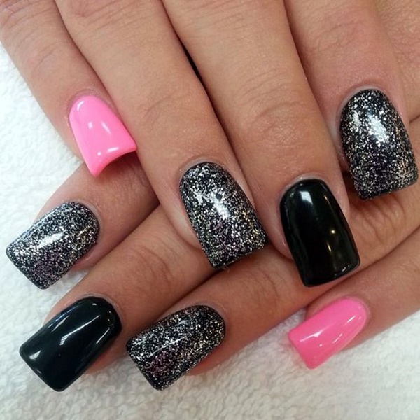 45 Cute Pink And Black Nails Designs