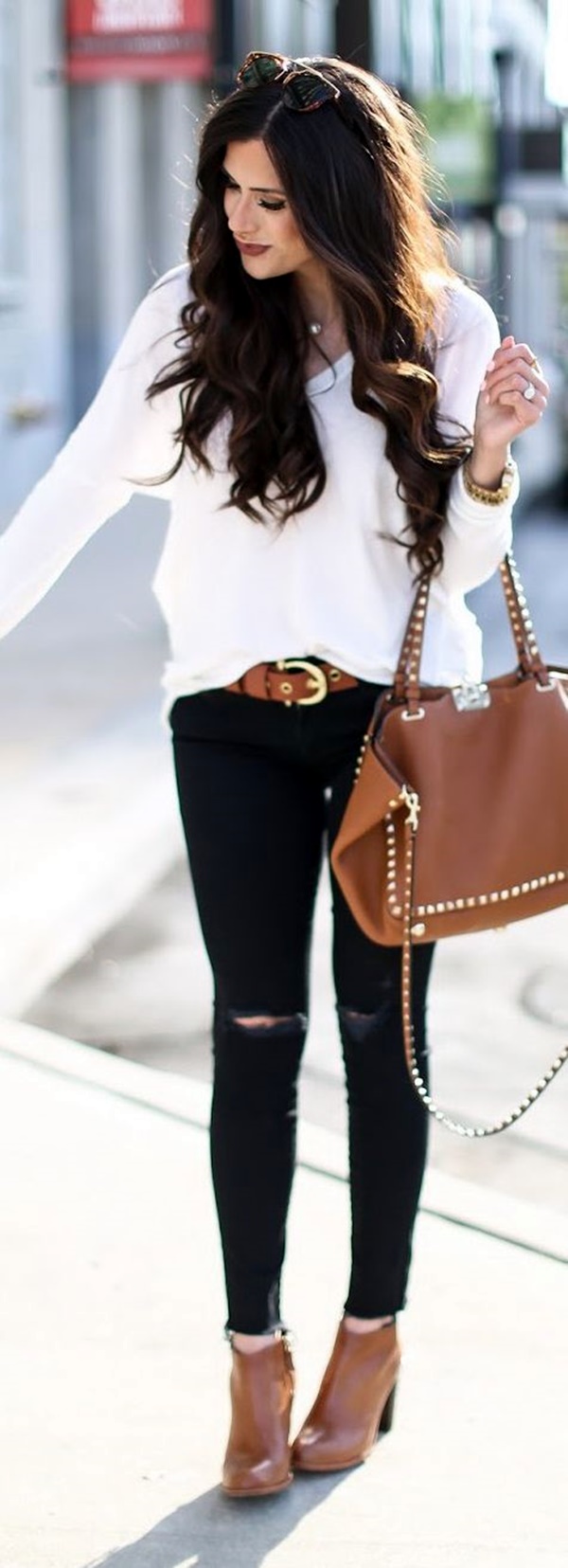 Black + White + Brown Fall Outfit