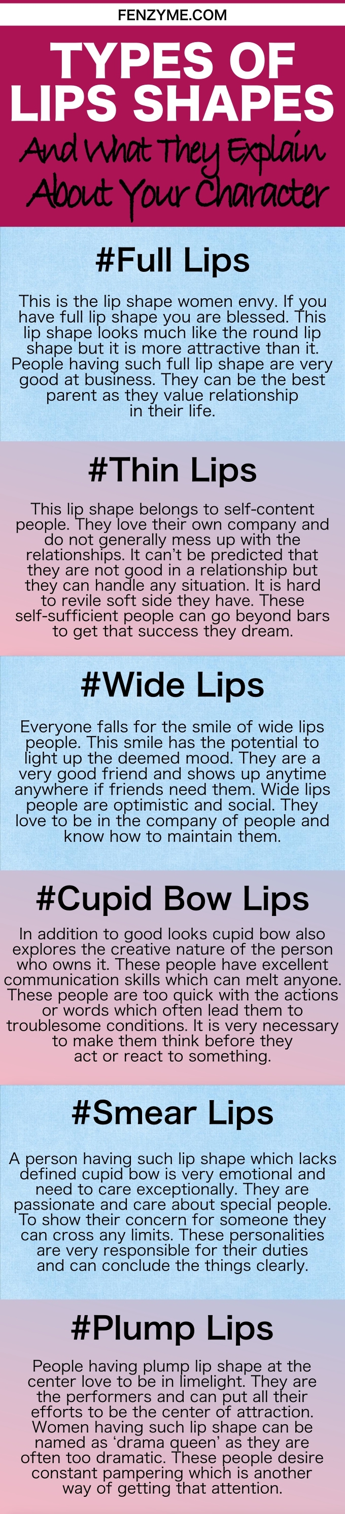 TYPES OF LIPS SHAPES AMD WHAT THEY EXPLAIN ABOUT YOUR CHARACTER