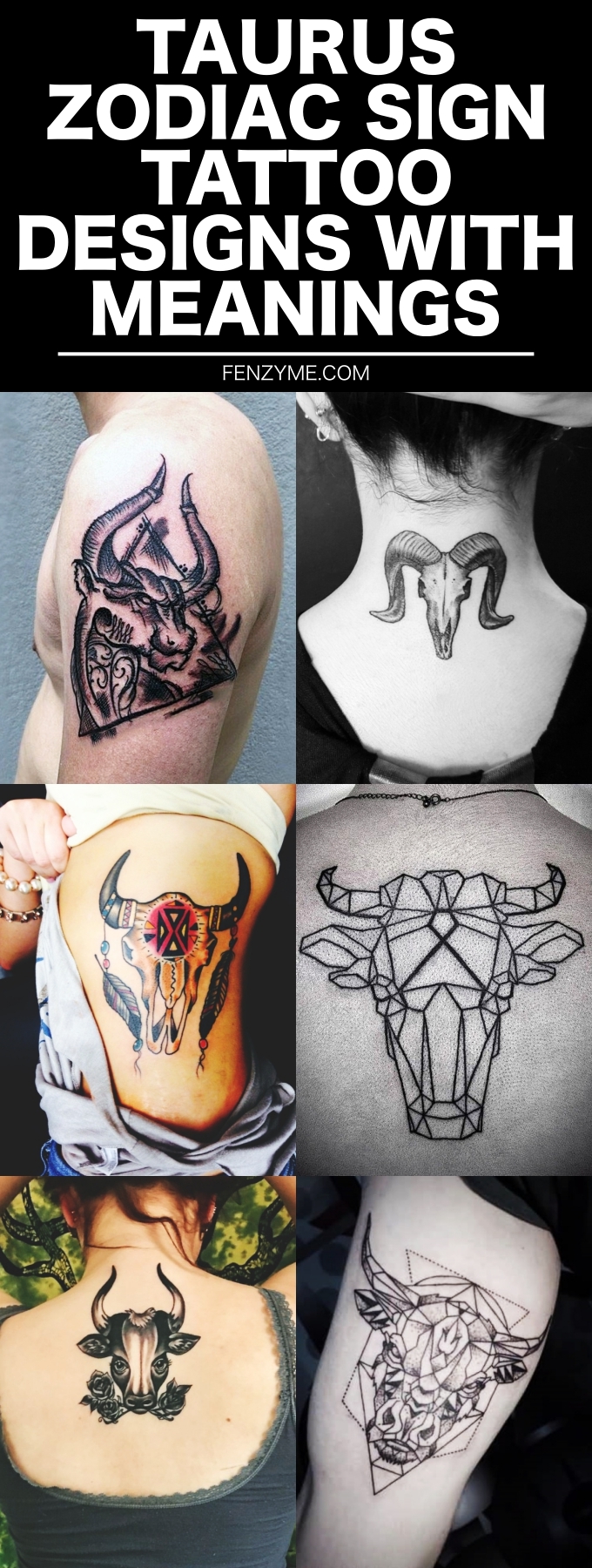 Taurus Zodiac Sign Tattoo Designs with Meanings