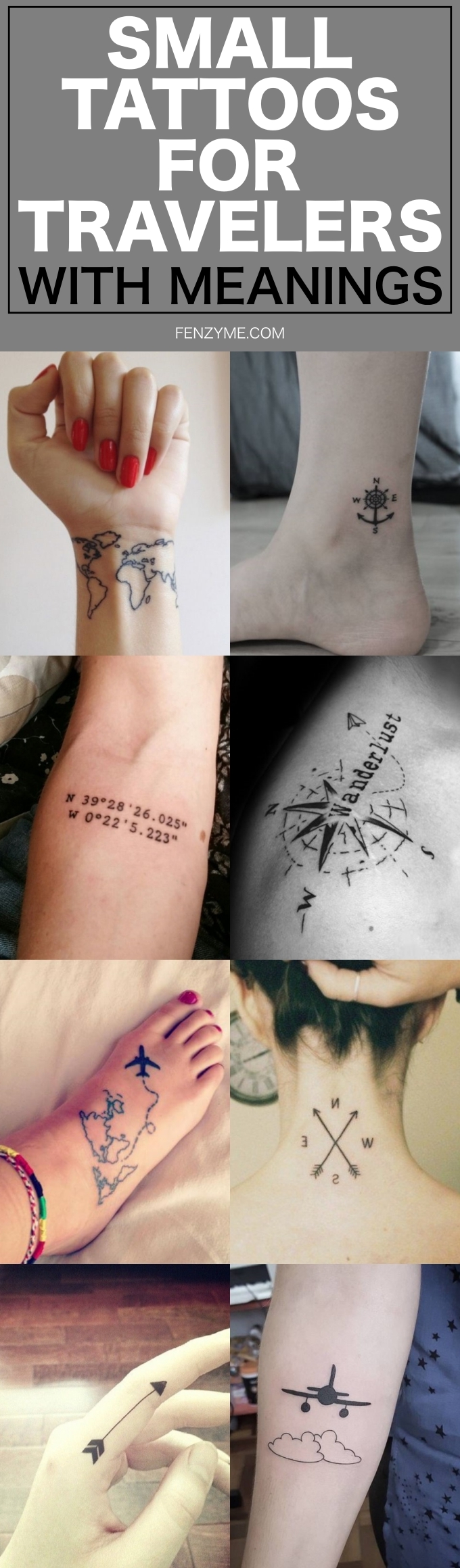 Small Tattoos for Travelers with Meanings