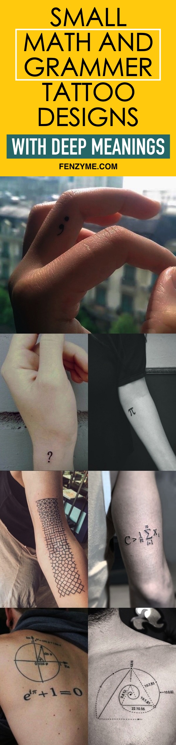 Small Math and Grammar Tattoo Designs with Deep Meanings