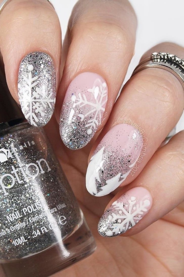 Pretty Winter and Christmas Nails Art Designs