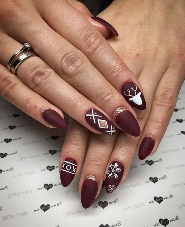 Pretty Winter and Christmas Nails Art Designs