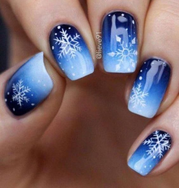 Pretty Winter and Christmas Nails Art Designs