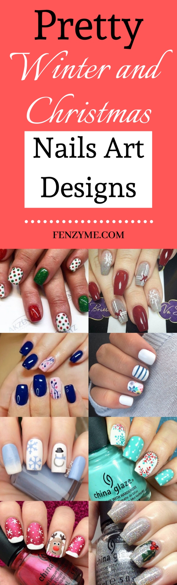 Pretty Winter and Christmas Nails Art Designs