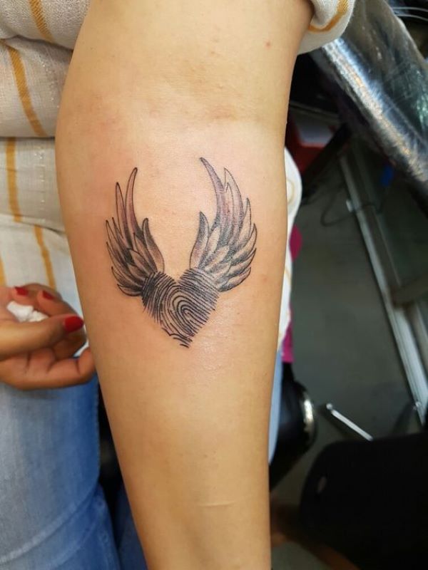 Angel Wings Fingerprint Tattoo 