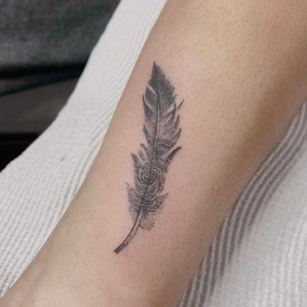 Feather Fingerprint Tattoo 