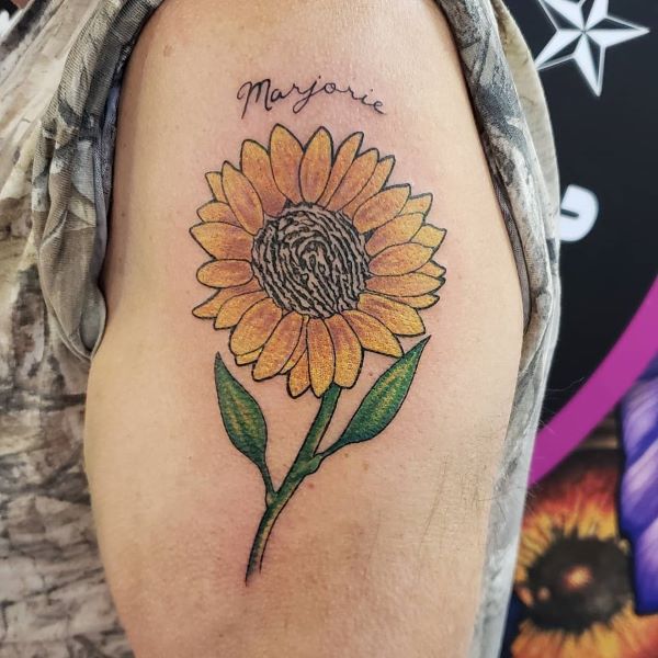 Sunflower Fingerprint Tattoo