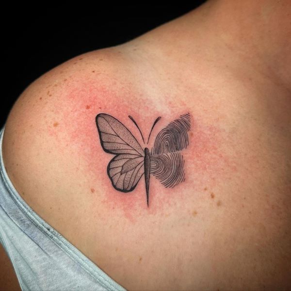 Butterfly Memorial Fingerprint Tattoo Ideas