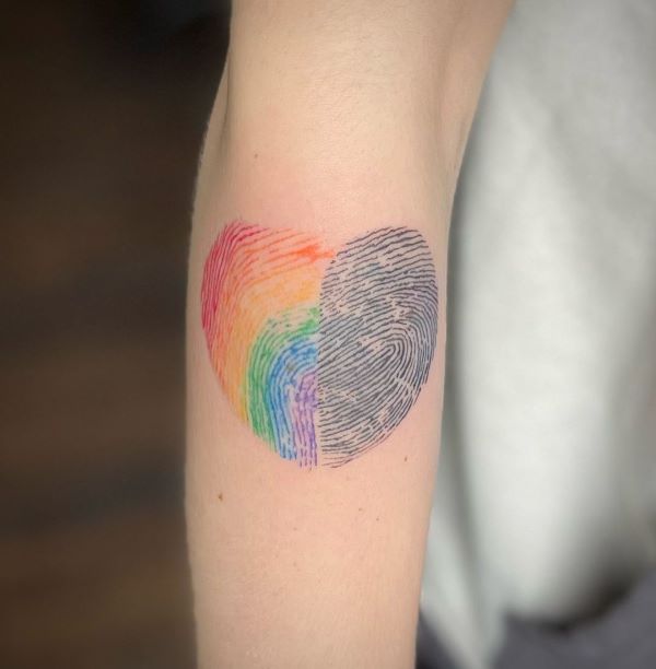 Rainbow Memorial Fingerprint Tattoo 