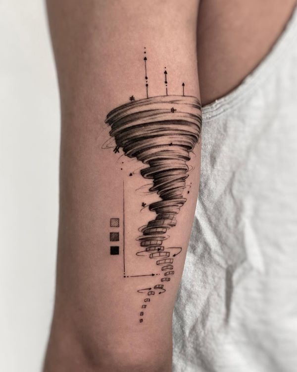 Geometric tornado tattoos